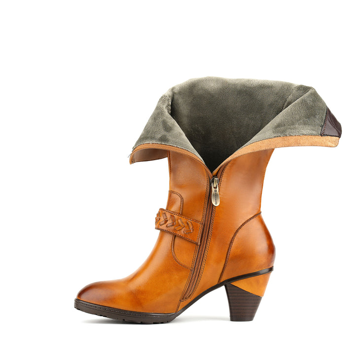 Retro handgefertigte Lederstiefel mit Blumenmuster