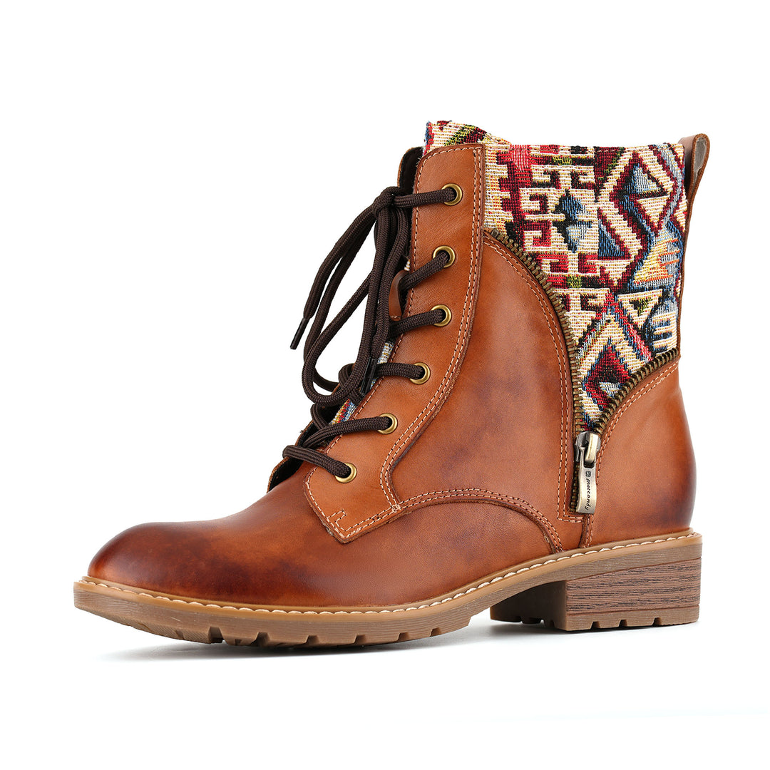 Handgefertigte Vintage-Stiefeletten mit Stammesmuster