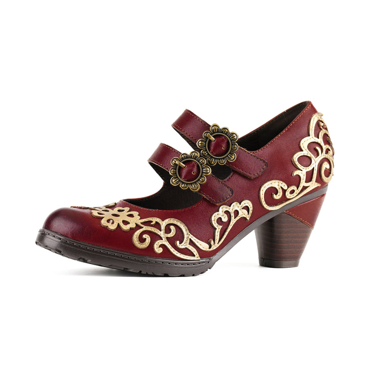 Vintage Burgundy Mary Jane Pumps