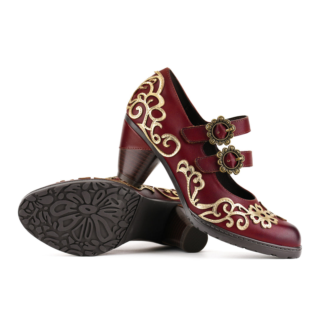 Vintage Burgundy Mary Jane Pumps