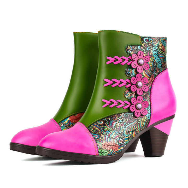 Retro Handmade Floral Fantasy Boots