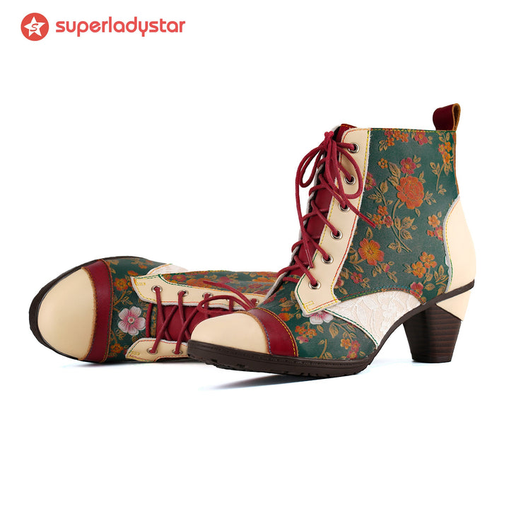 Autumn Garden Floral Ankle Boots