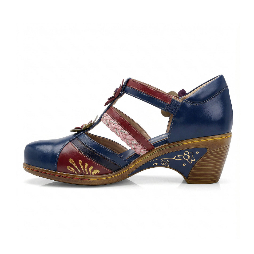 Women Bohemian Leather Printing Stitching Non-slip Breathable Sandals