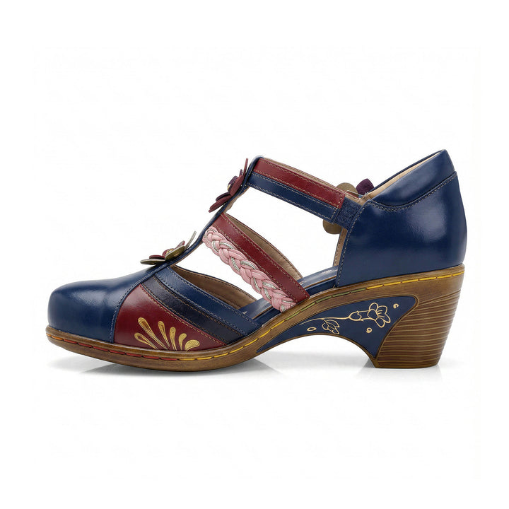 Women Bohemian Leather Printing Stitching Non-slip Breathable Sandals