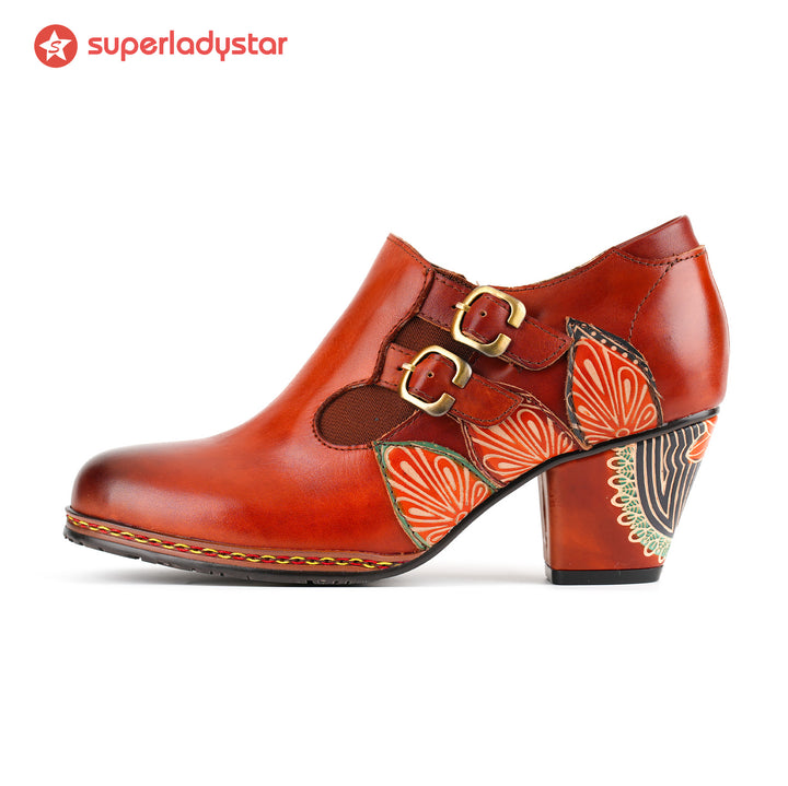 Pompe con cerniera in pelle retrò