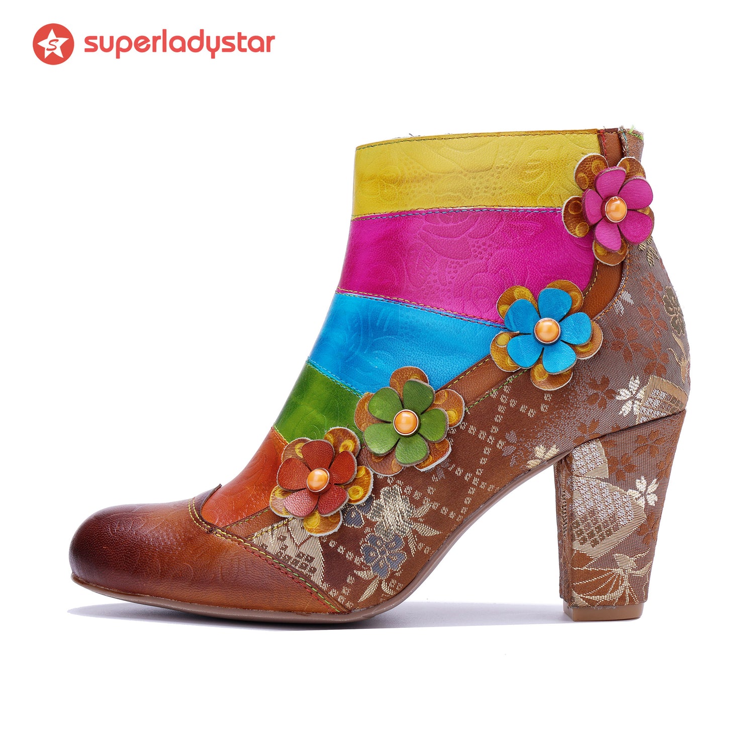 Rainbow Bloom Ankle Boots