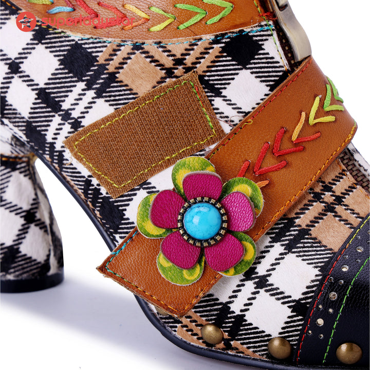 Vintage Plaid Blossom Pumps