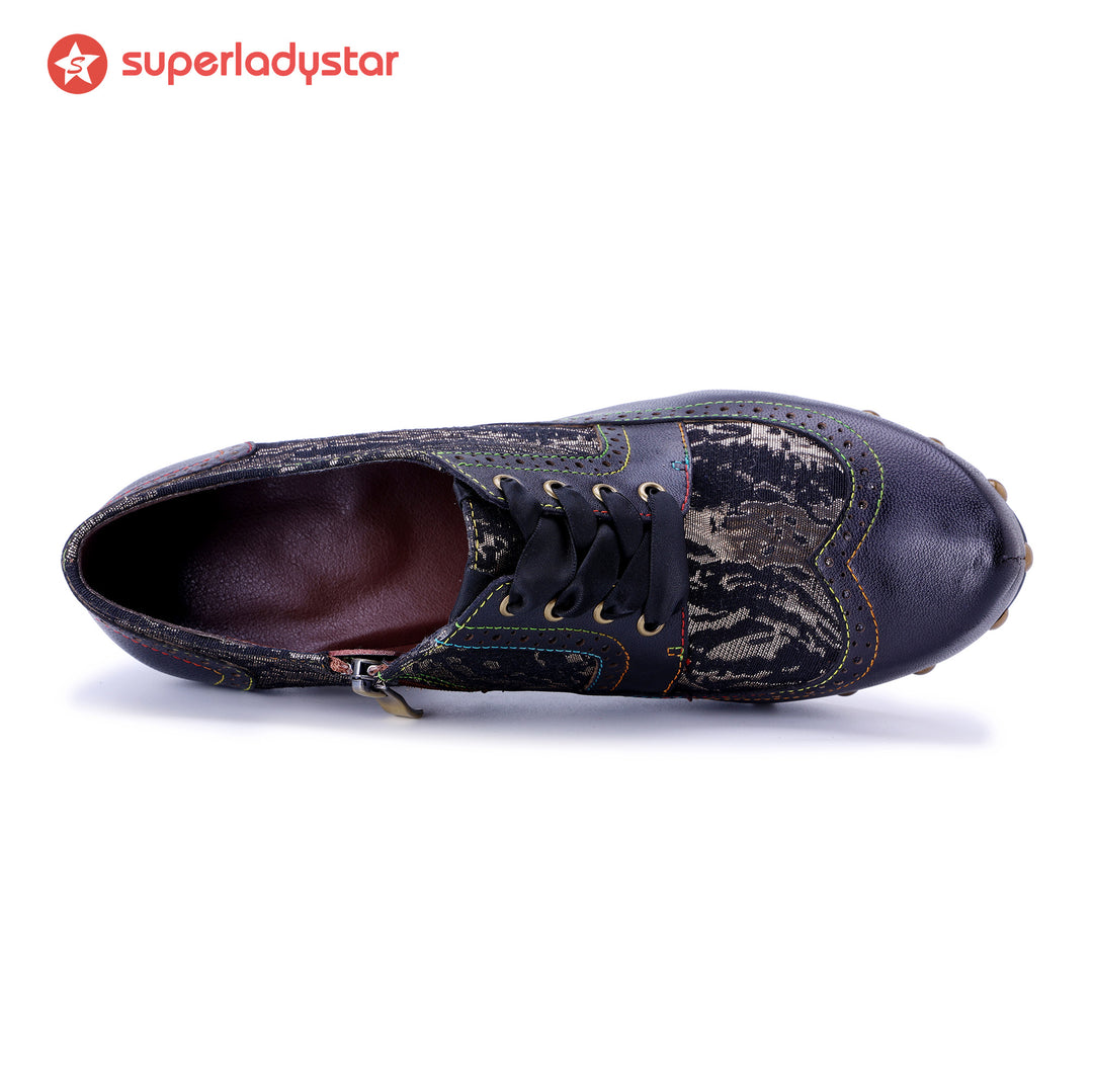 Pompes exquises en cuir à la main rétro