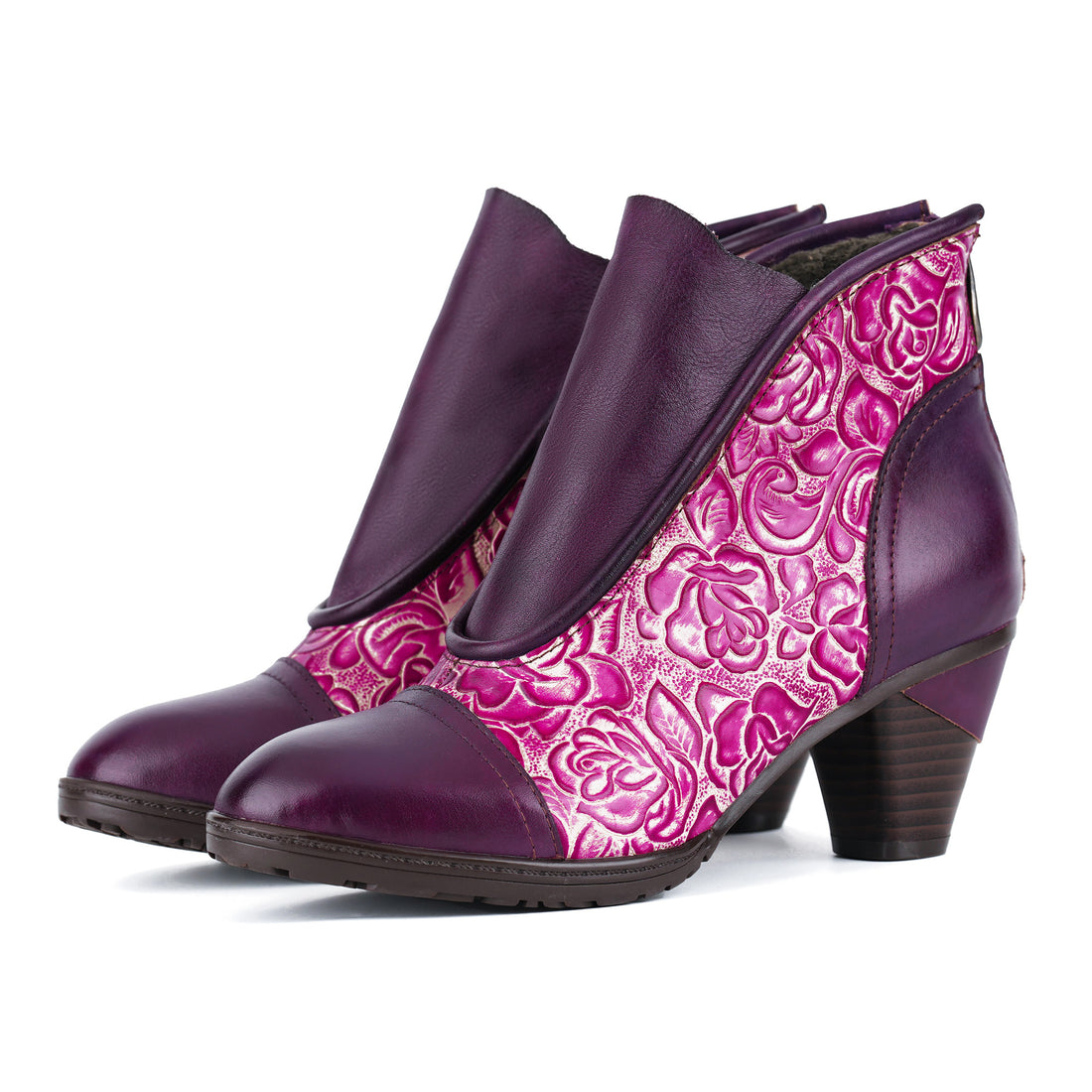 Geprägte Blumen -Eleganz -Knöchelstiefel