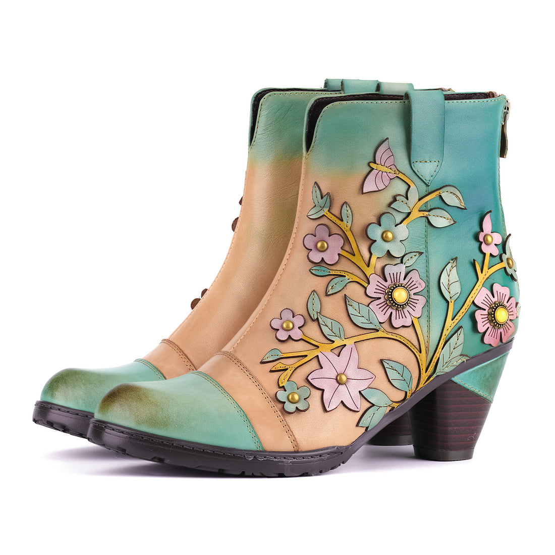 Grace Blossom Pink Ankle Boots