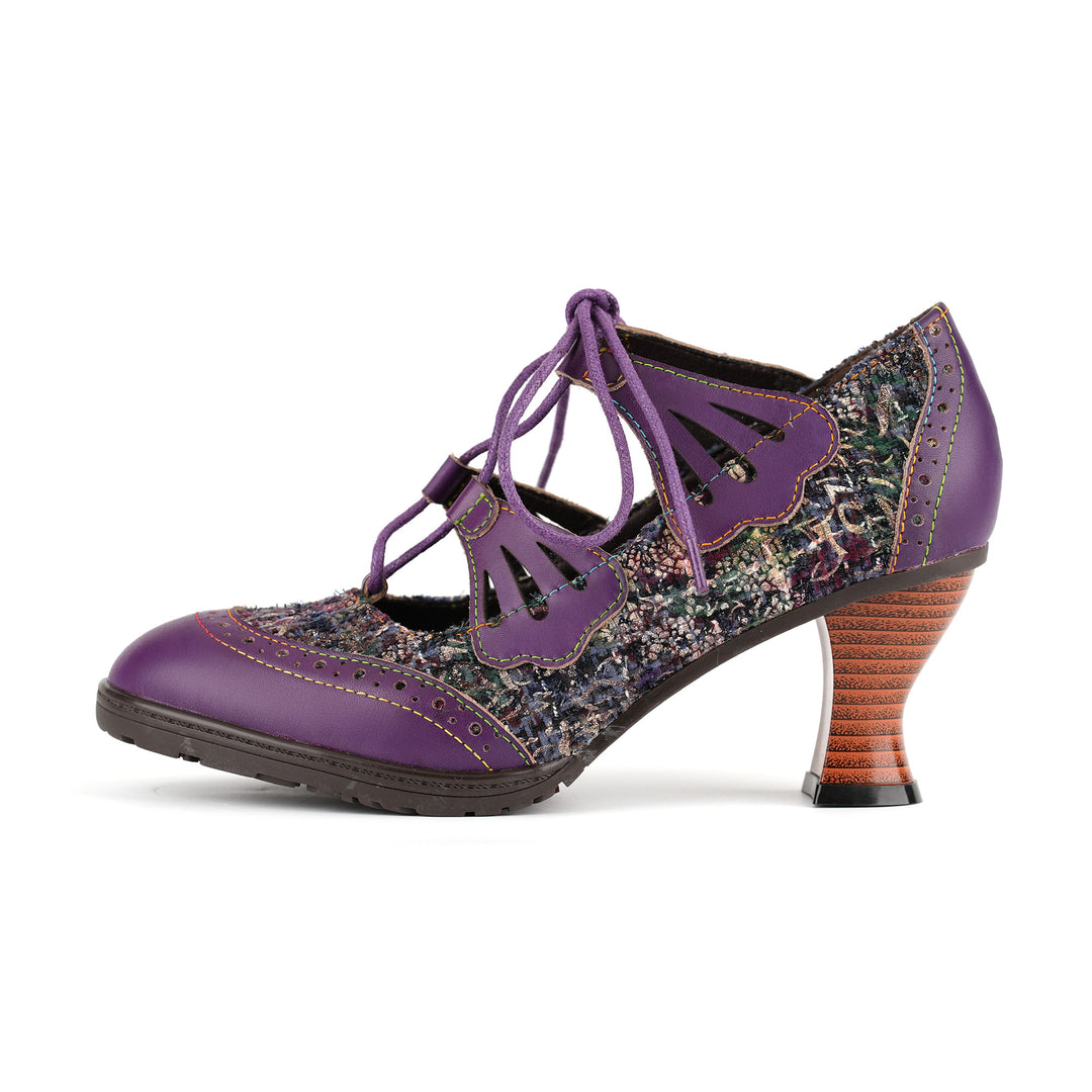 Vintage Charm Lace-Up Pumps