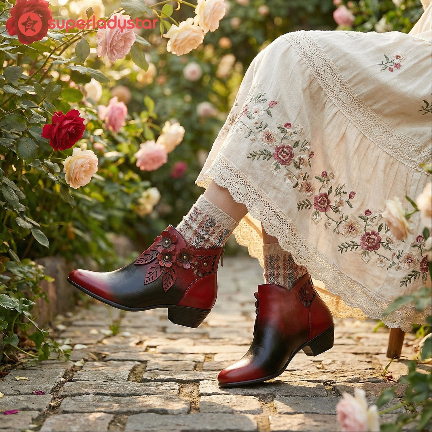 Blooming Elegance Floral Ankle Boots (Pre-order)