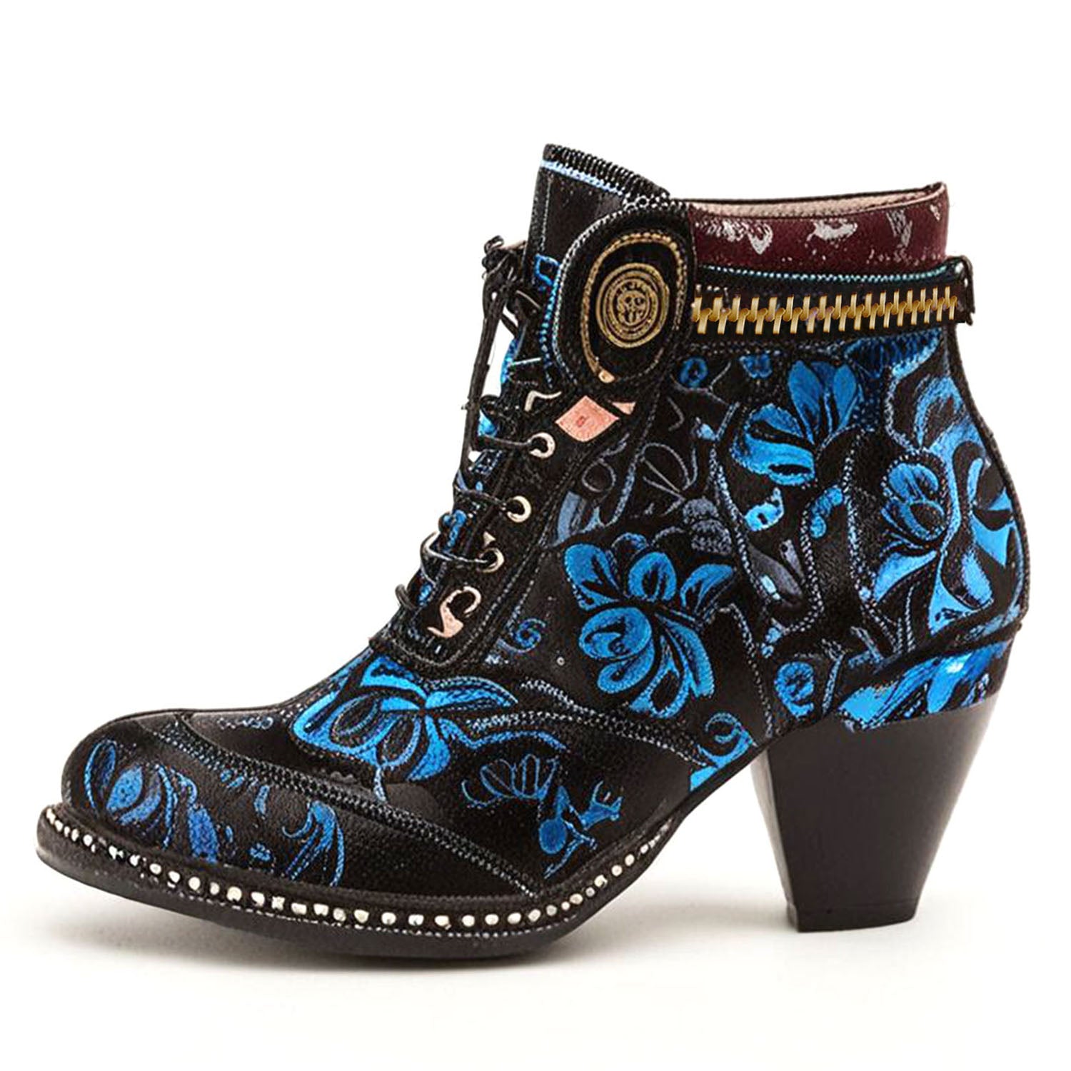 Vintage Nocturne Blossom Ankle Boots(Pre-order)