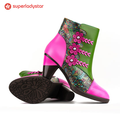 Retro Handmade Floral Fantasy Boots