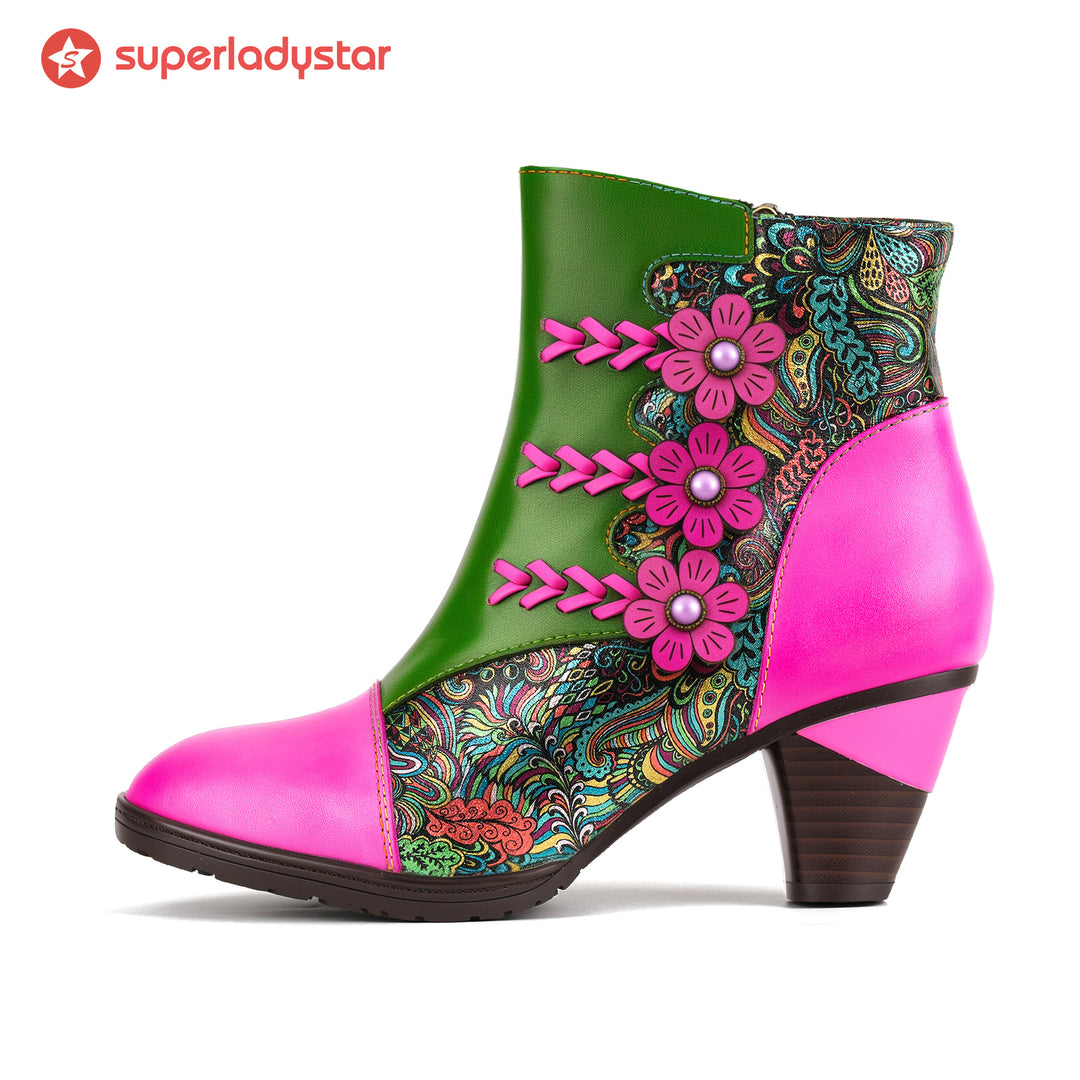 Retro Handmade Floral Fantasy Boots