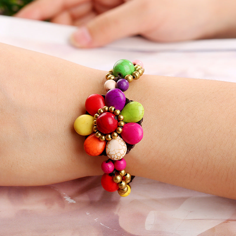 Bracelet tissé à la main à floral bohème