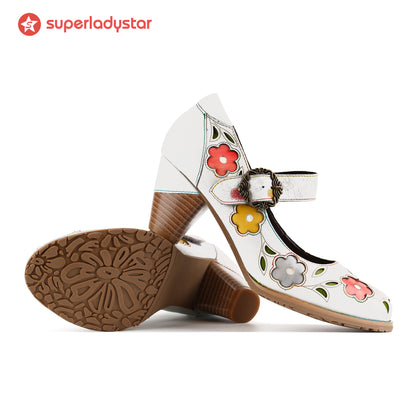 Bombas elegantes de flor retro
