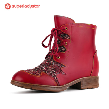 Scharlachrote Charme Tweed -Stiefel