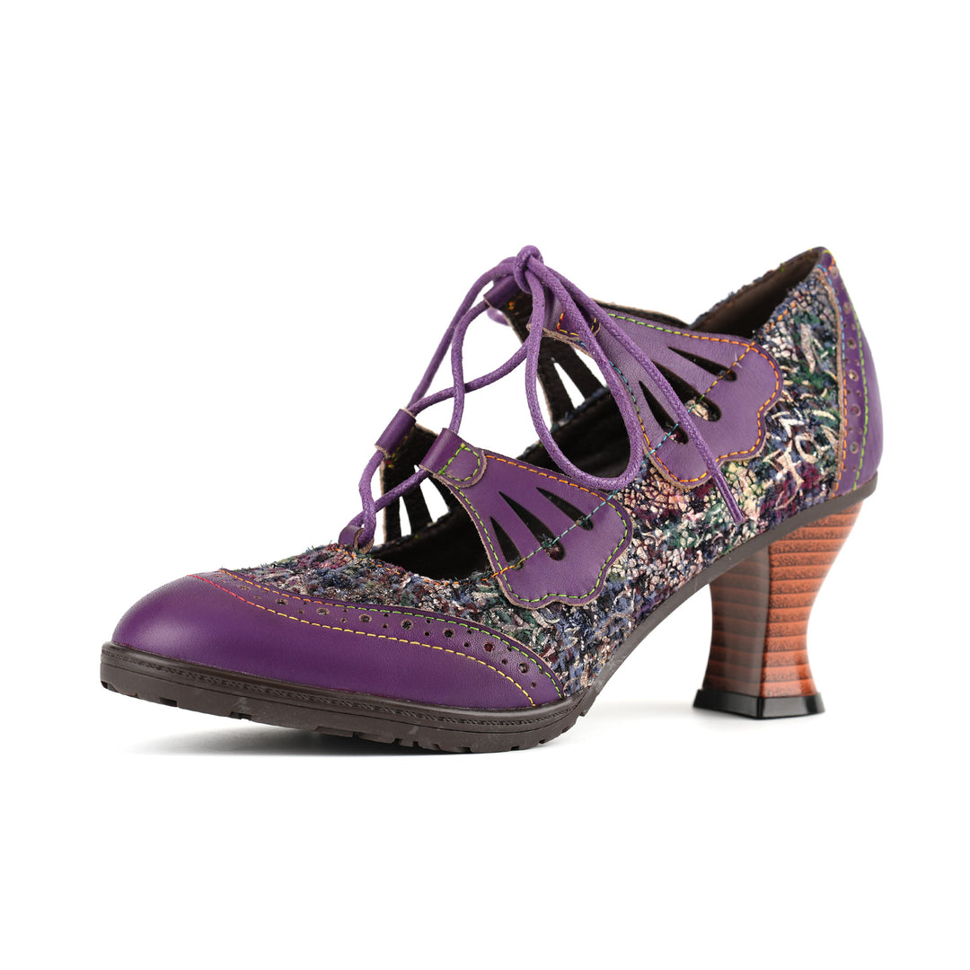 Vintage Charm Lace-Up Pumps