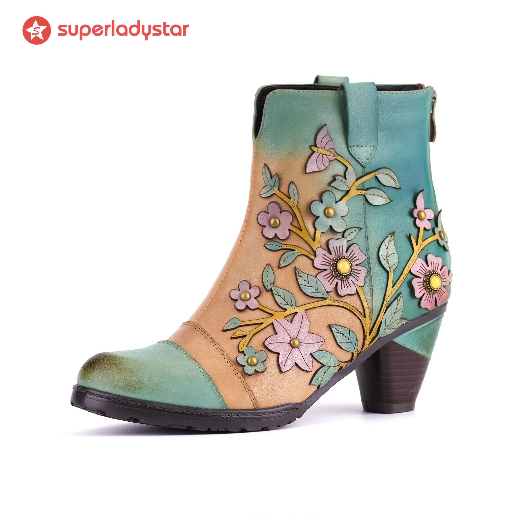 Grace Blossom Pink Ankle Boots