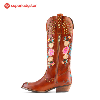 Wildflower Studded Leather Boots