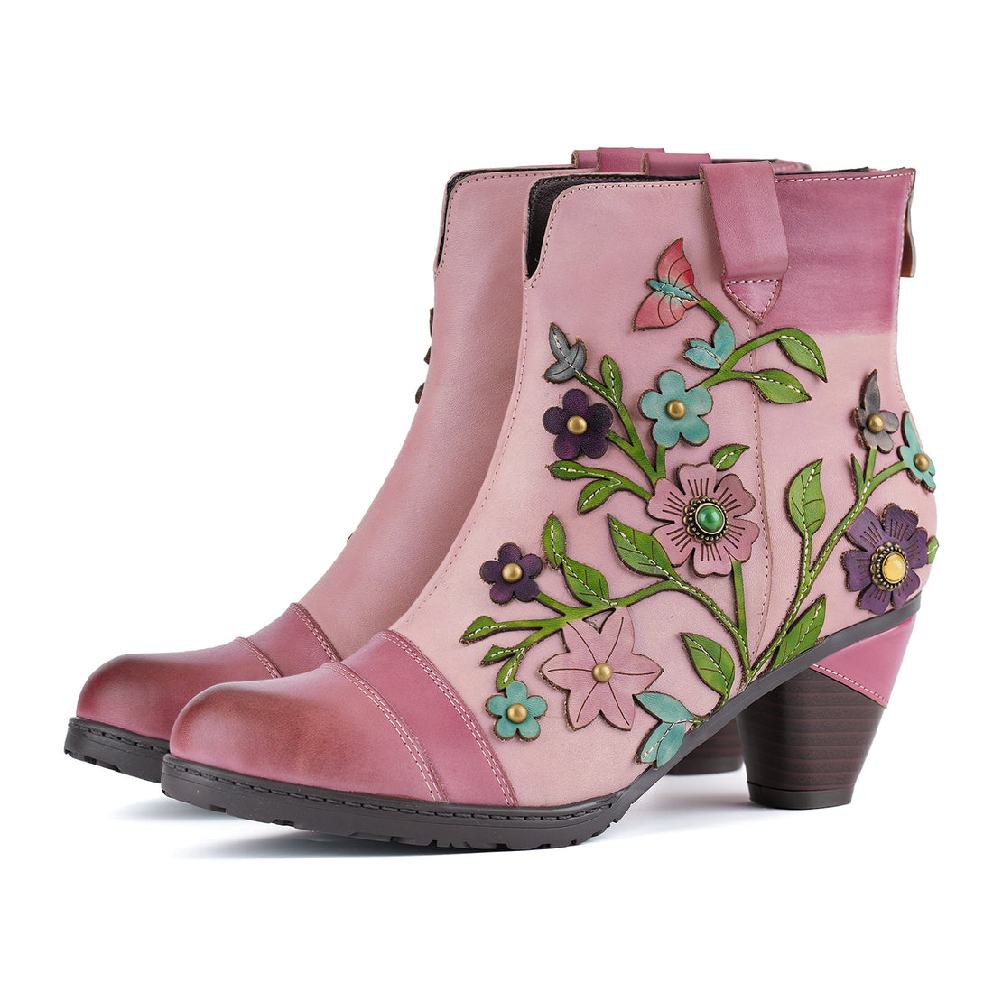 Grace Blossom Pink Ankle Boots(Pre-order)