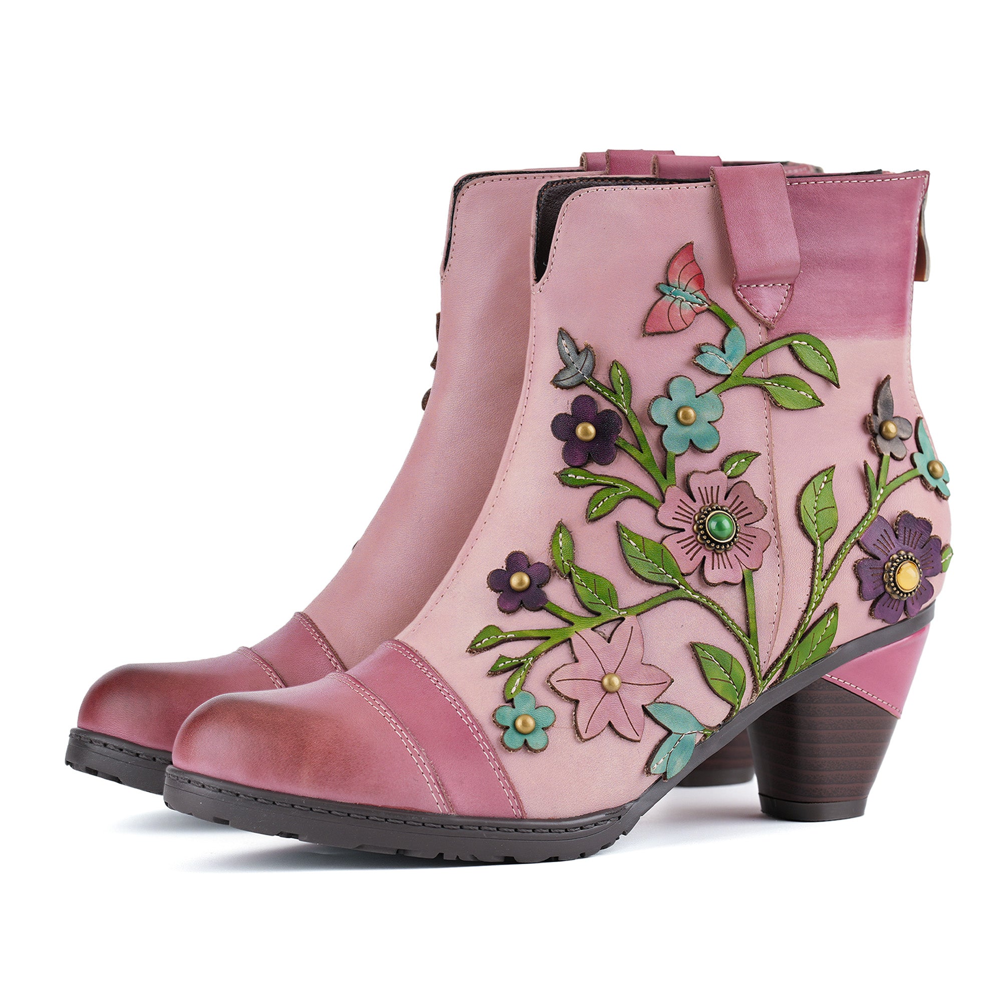 Grace Blossom Pink Ankle Boots(Pre-order)