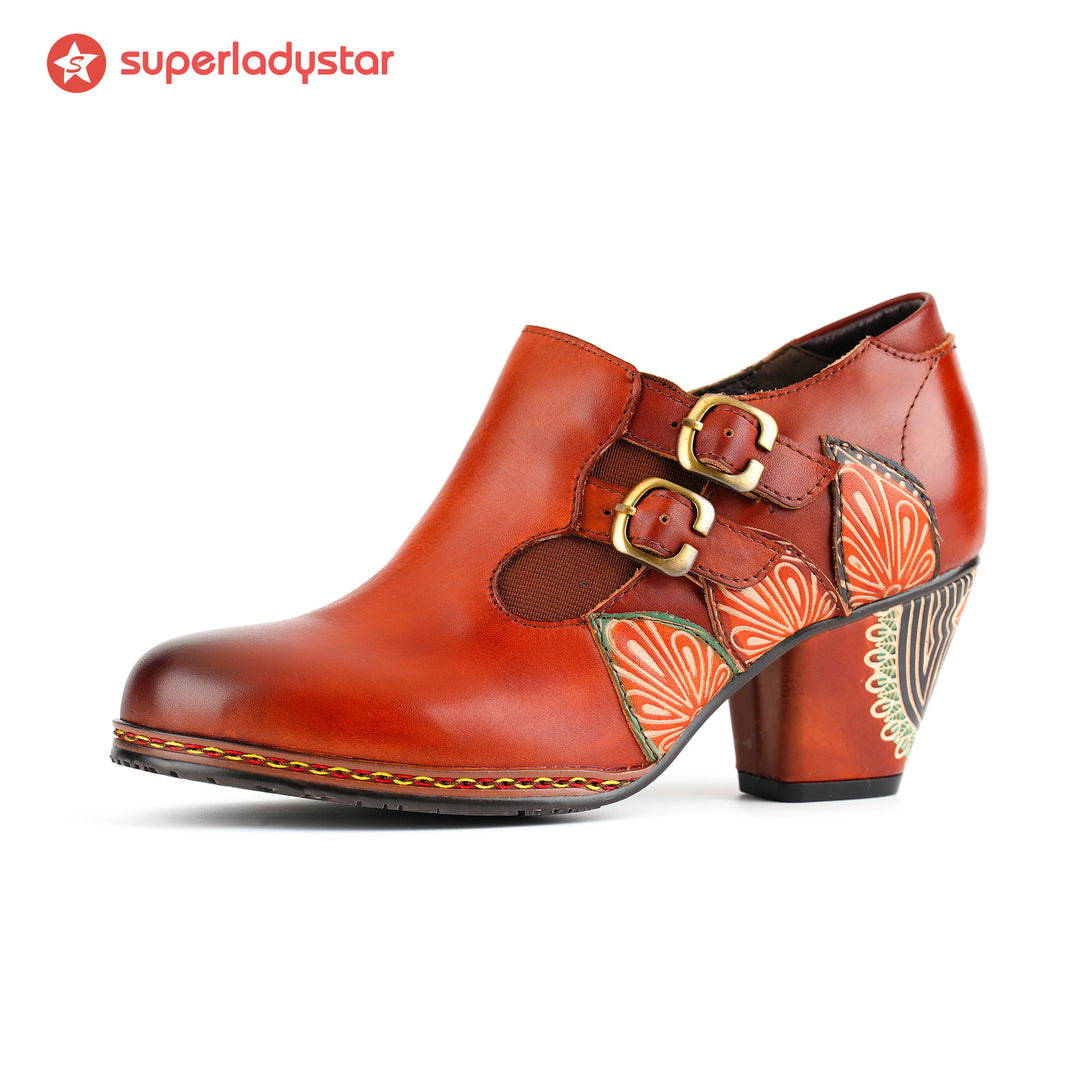 Pompe con cerniera in pelle retrò