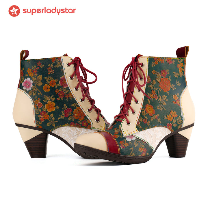 Autumn Garden Floral Ankle Boots