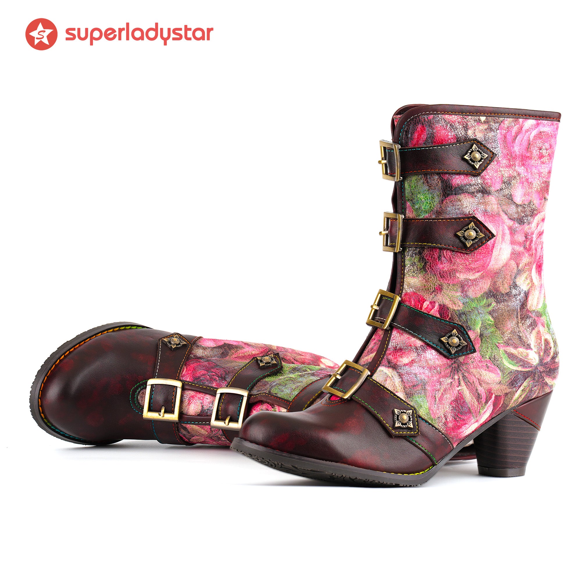 Botas de fivela do jardim de rosas (pré-encomenda)
