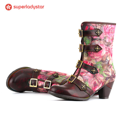 Botas de fivela do jardim de rosas (pré-encomenda)