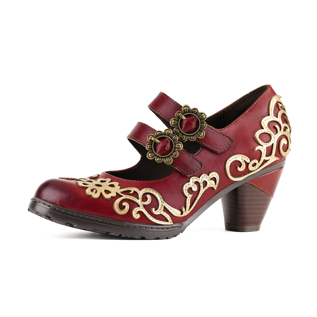 Vintage Burgundy Mary Jane Pumps