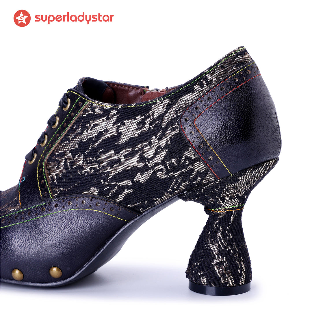 Pompes exquises en cuir à la main rétro