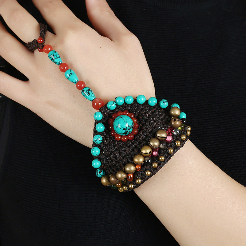 Vintage Handmade Woven Bell Ring Bracelet