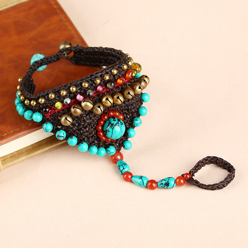 Vintage Handmade Woven Bell Ring Bracelet