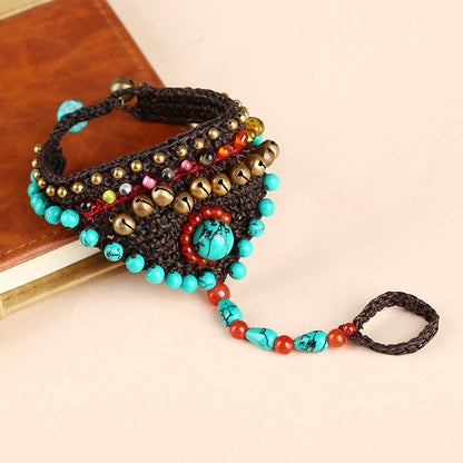Vintage Handmade Woven Bell Ring Bracelet
