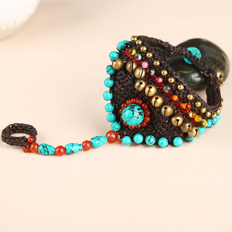 Vintage Handmade Woven Bell Ring Bracelet