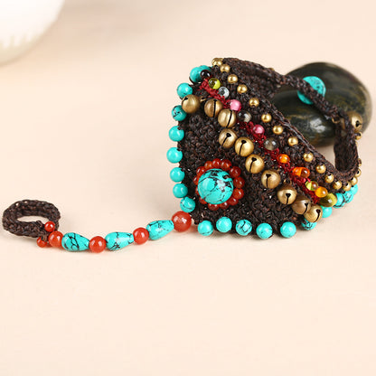Vintage Handmade Woven Bell Ring Bracelet