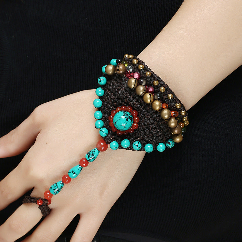 Vintage Handmade Woven Bell Ring Bracelet
