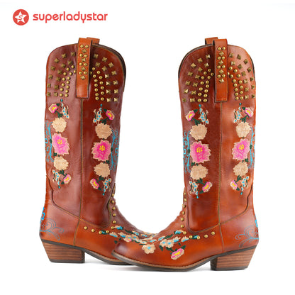 Wildflower Studded Leather Boots