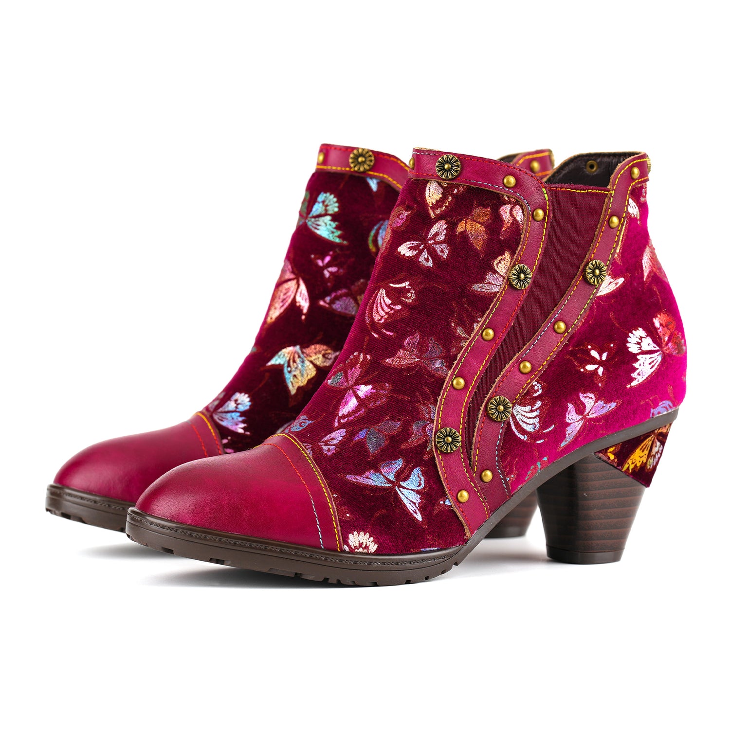 Vintage Butterfly Elegance Leather Ankle Shoes