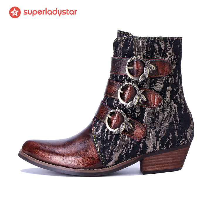 Stivali alla caviglia ribelle a tre cinghiali