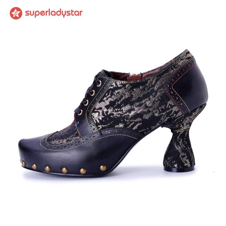 Pompes exquises en cuir à la main rétro