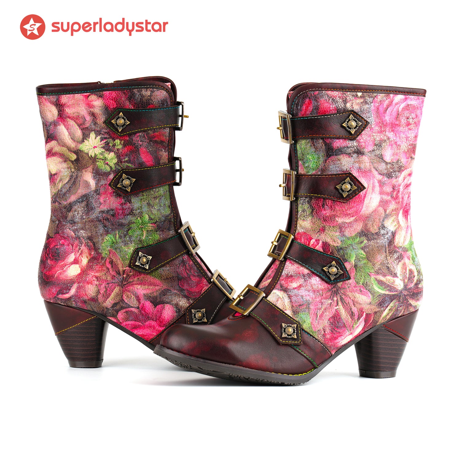 Botas de fivela do jardim de rosas (pré-encomenda)
