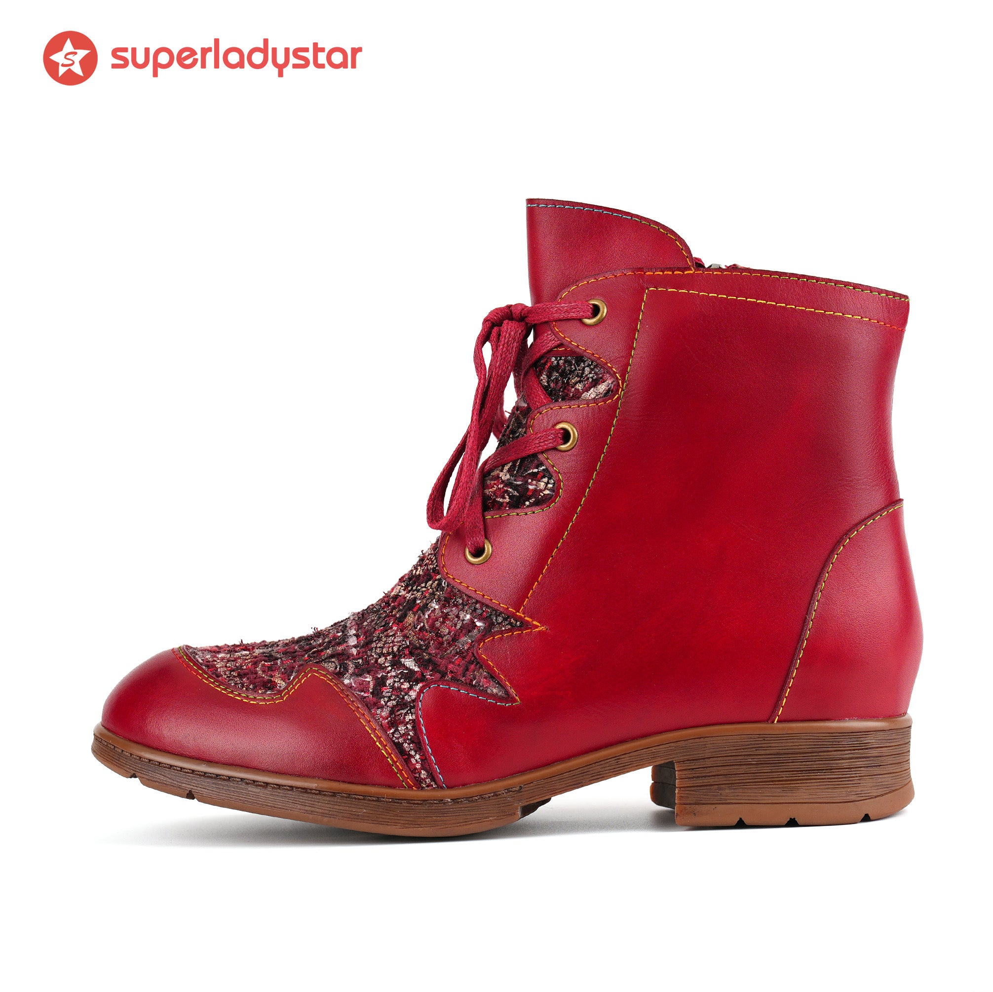 Scharlachrote Charme Tweed -Stiefel