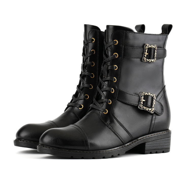 Timeless Grace Floral Lace-Up Flat Ankle Boots