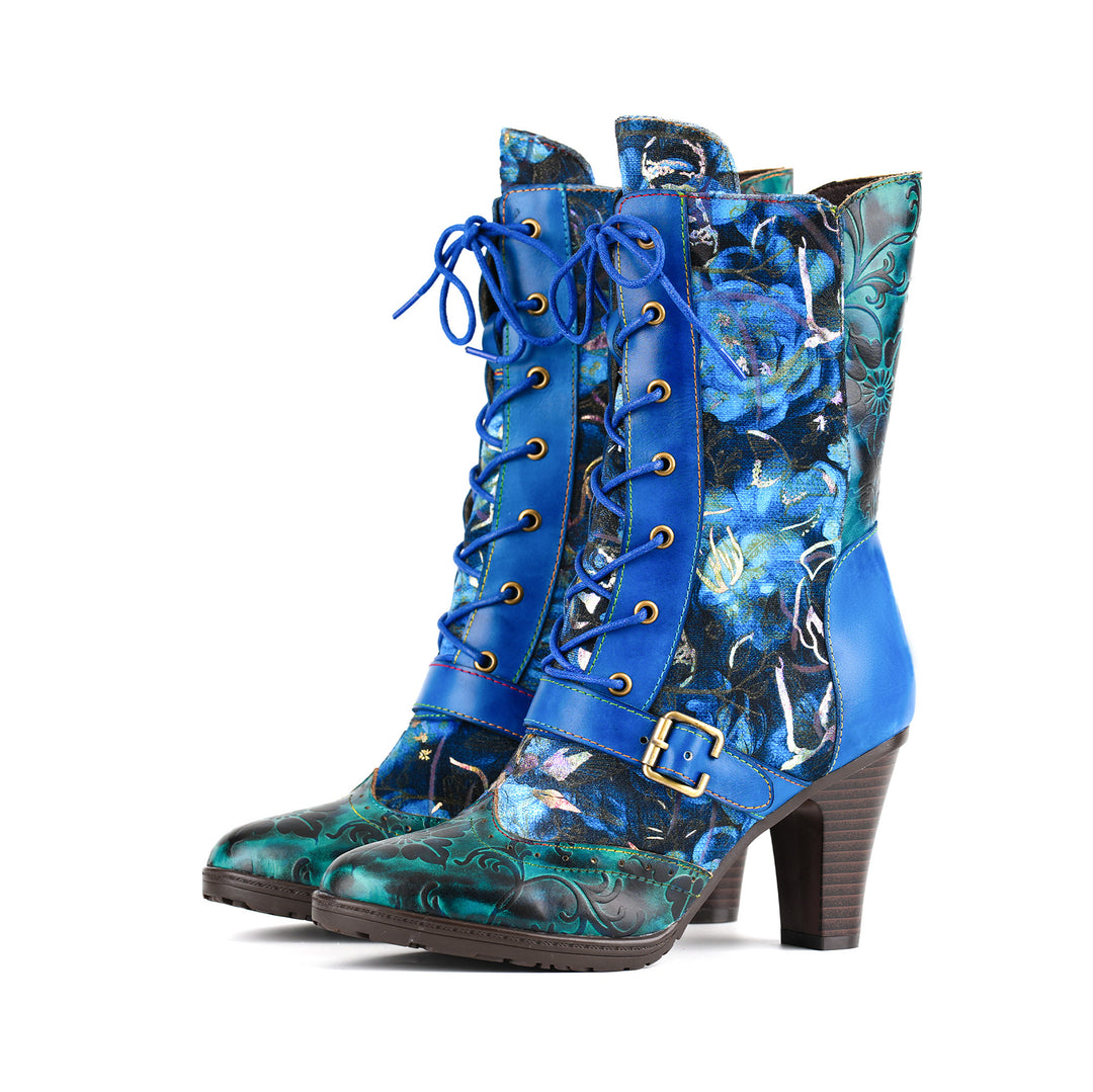 Bottes à lacets de floraison de minuit