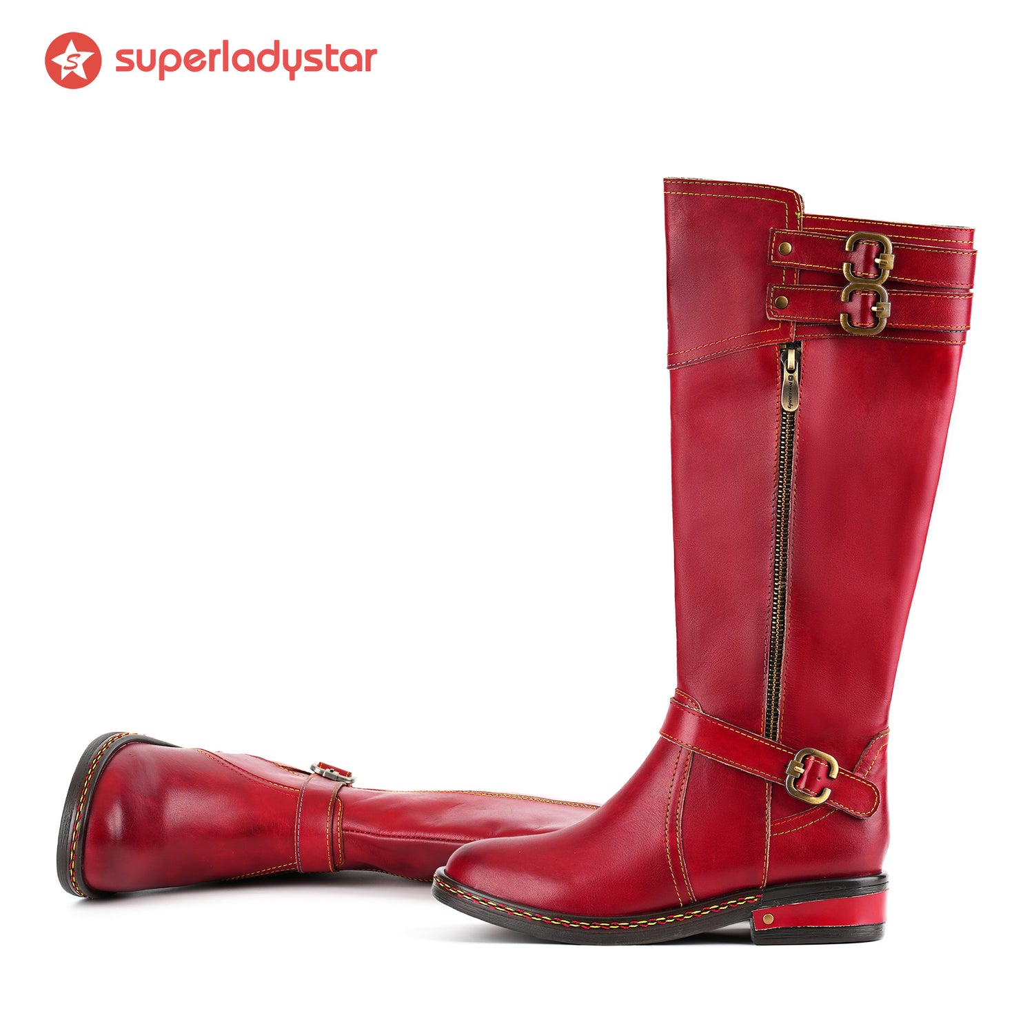 Botas de fivela de charme escarlate (pré-encomenda)