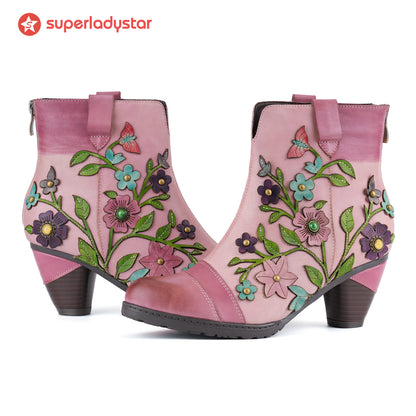 Grace Blossom Pink Ankle Boots(Pre-order)