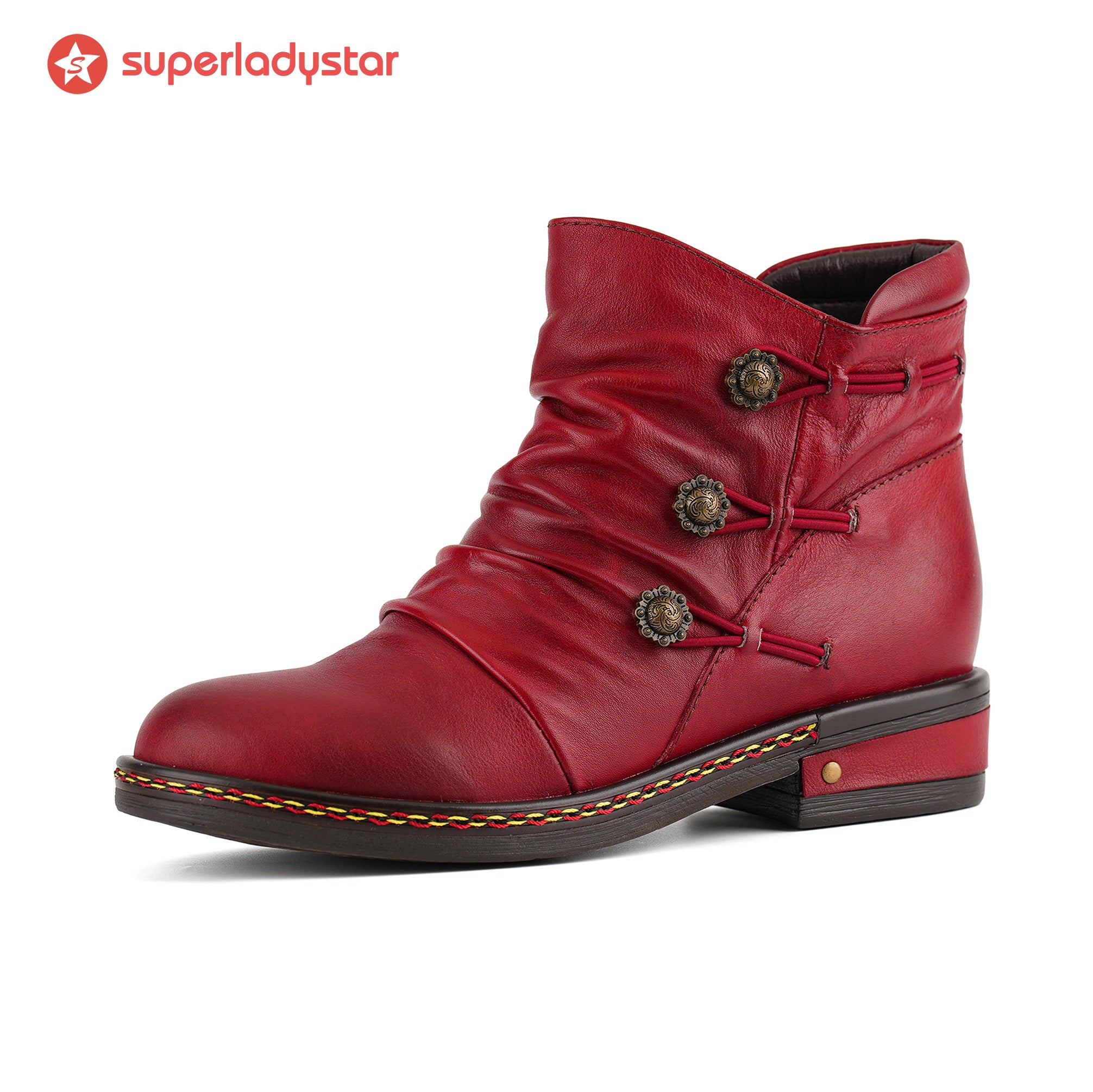 Retro Charm Leather Flat Ankle Boots